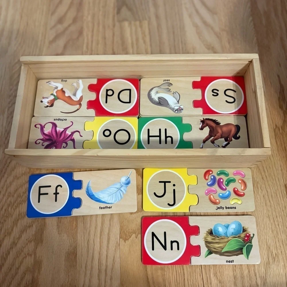 Melissa & Doug Self Correct Wooden Letter Puzzle Set